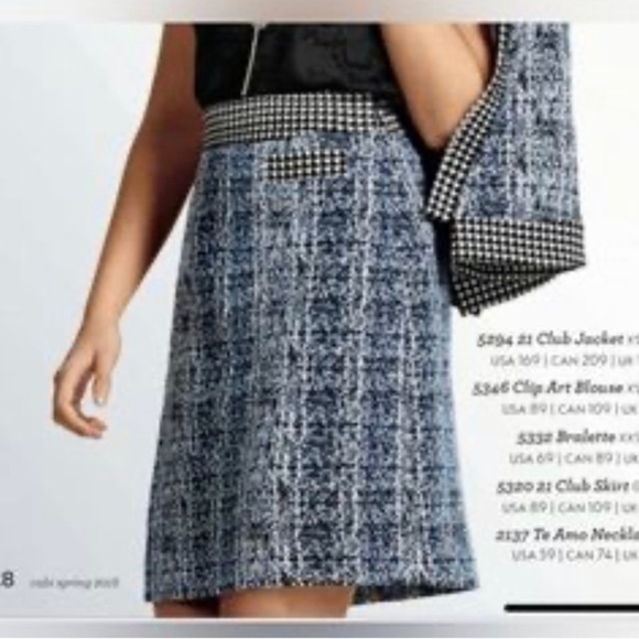 CABI Renia Club 21 blue/black tweed skirt size 6 - Picture 1 of 12